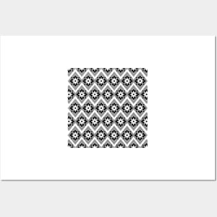 Grey and black modern bohemian pattern Posters and Art